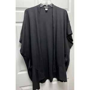 Spirithouse Size L/XL Womens Black  Short Sleeve Cardigan Top Open Front